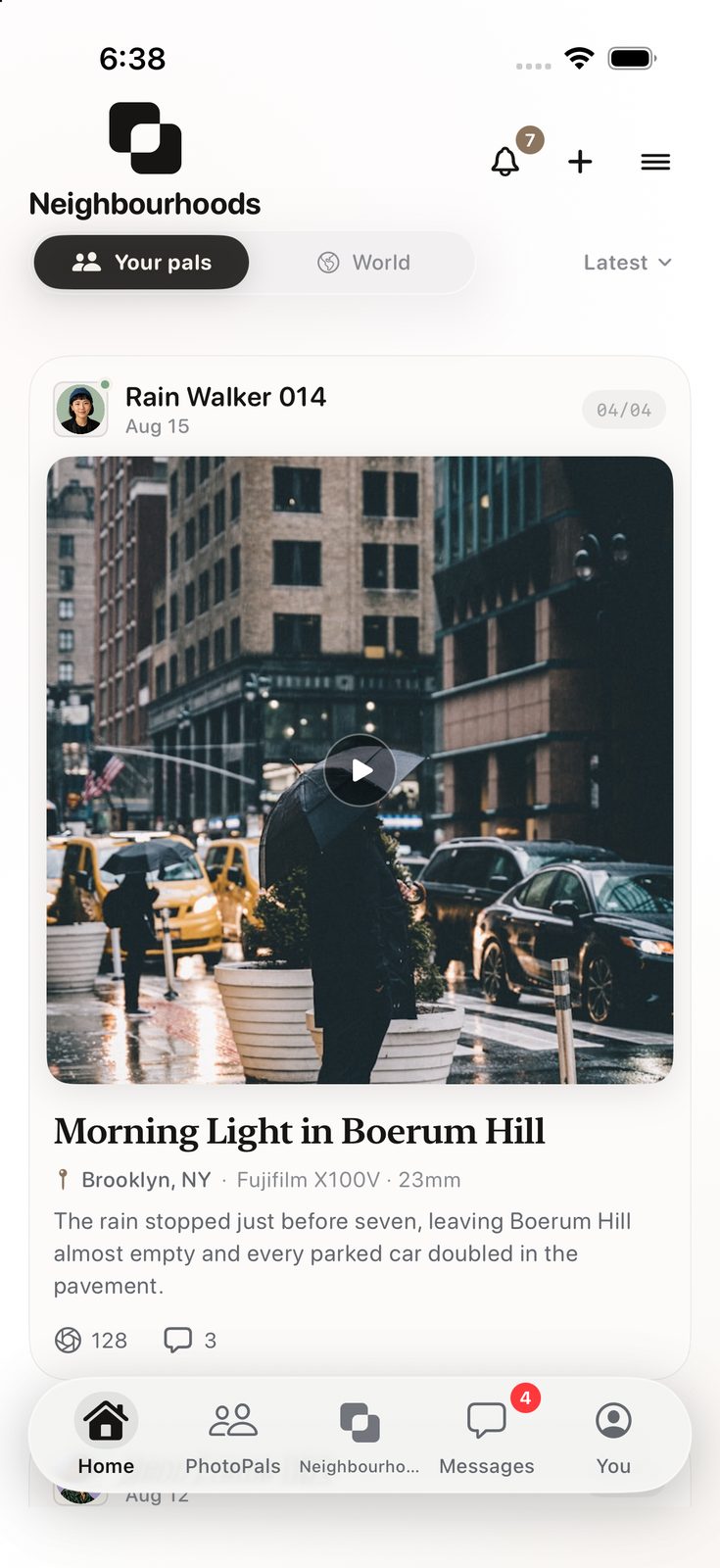 Home feed of photo walks